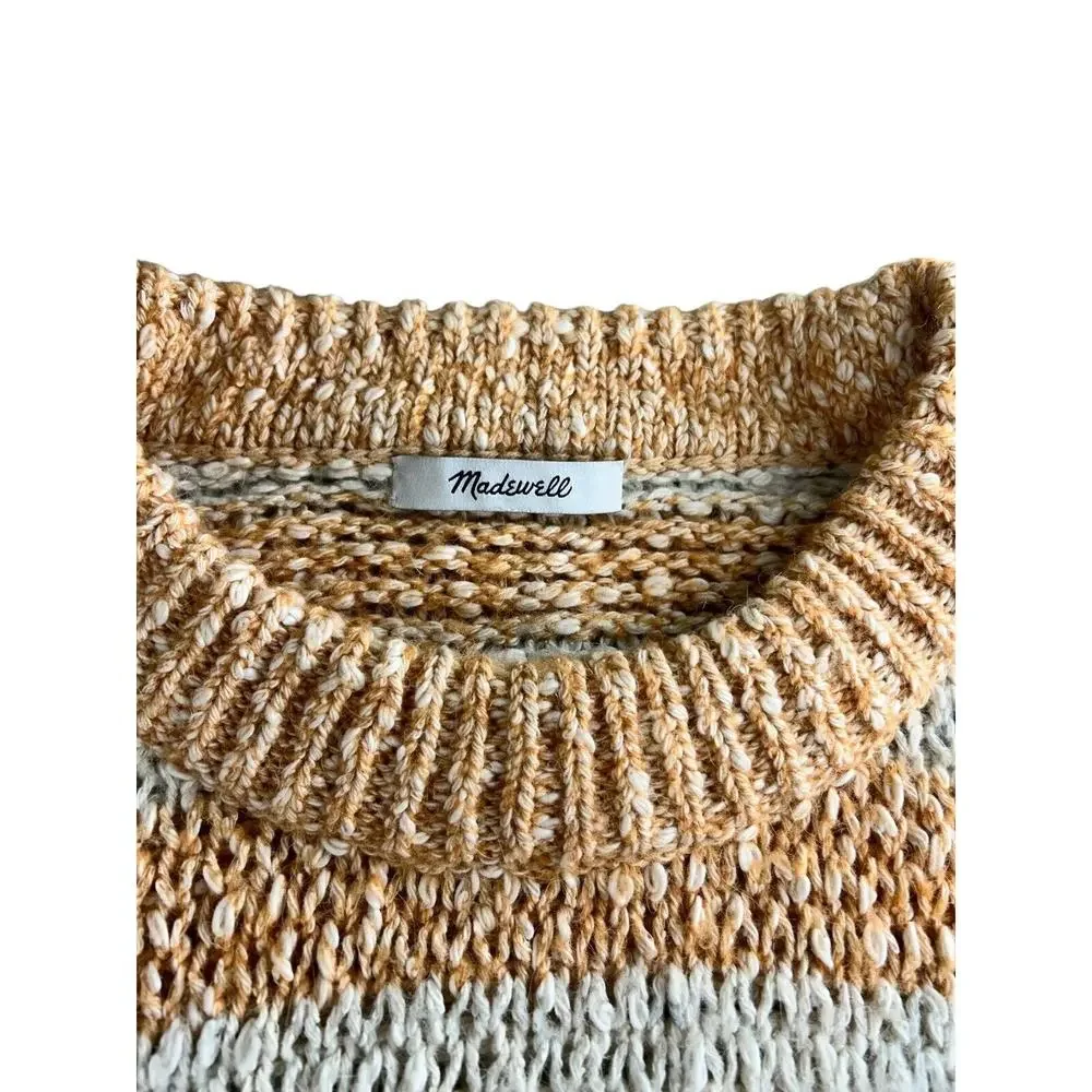 Madewell Baez Pullover Sweater Stripe Wool Alpaca Blend Size XL Oversized